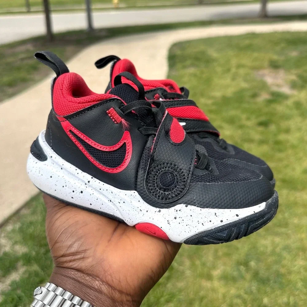Nike Team Hustle D 11 Toddler Boy Sneakers Size 11 Black Red White Shoes